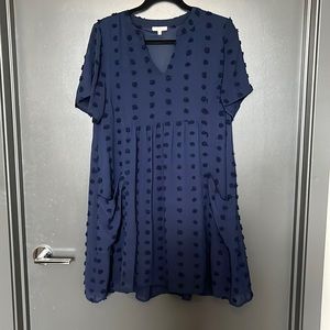 Blue Jodifl Swiss Dot navy blue dress